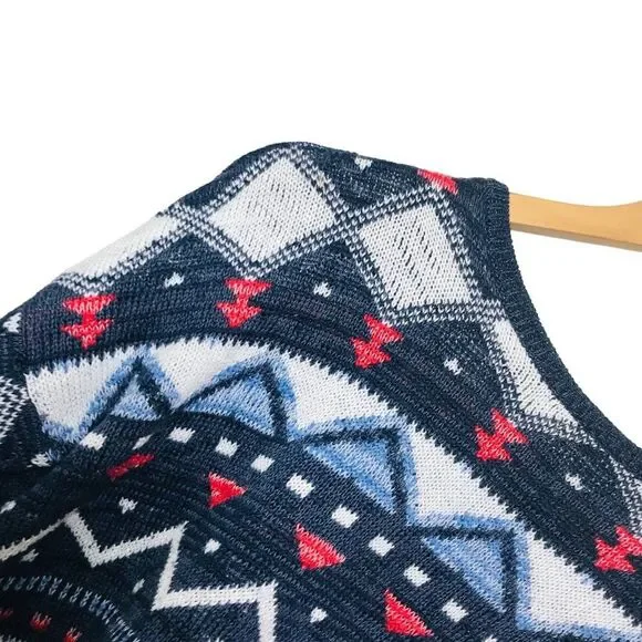 HOLLISTER Geometric Cropped Knit Pullover Sweater Size Medium Large ML - Picture 7 of 9